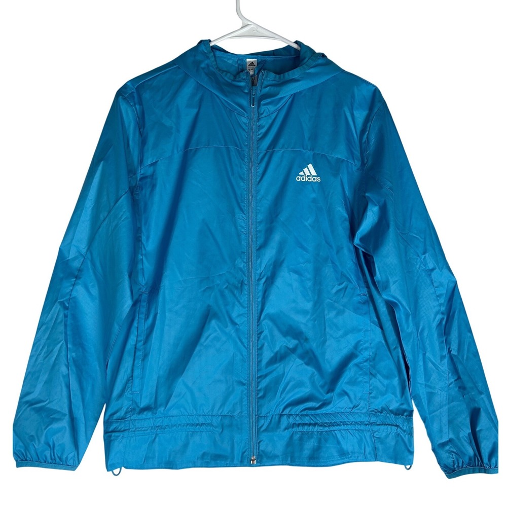 Adidas Blue Aeroready Light Hooded Track Jacket Corded Waist Women's Small NWT
